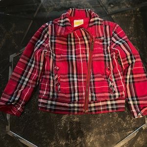 Girls, plaid, red jacket